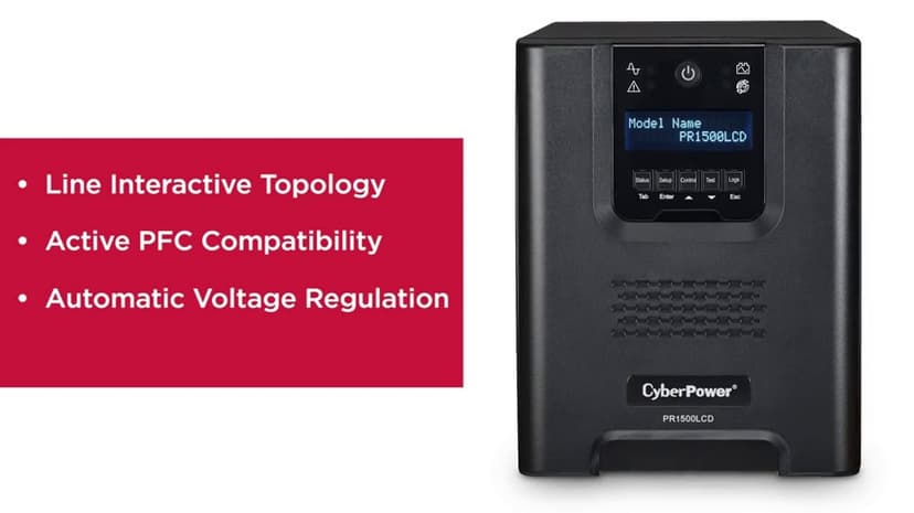 CyberPower PR3000LCD Smart App Sinewave UPS System, 3000VA/2700W, 10 Outlets, AVR, Tower