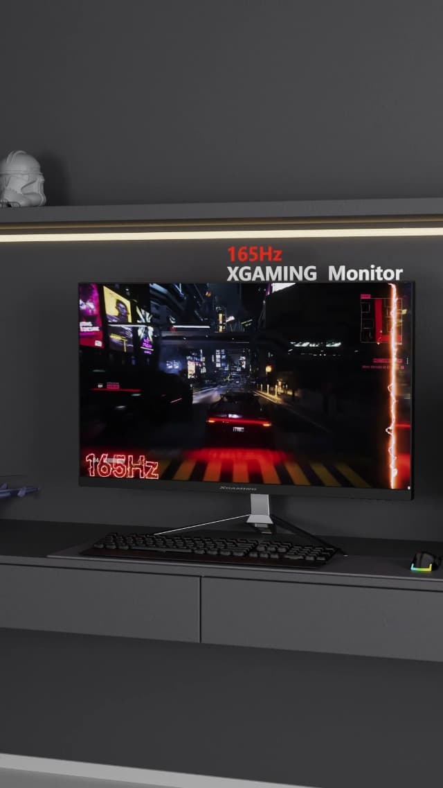 memzuoix 27 inch Gaming Monitor, QHD 2560×1440p, 144Hz/165Hz 100% sRGB, 1ms, FreeSync, HDMI&DisplayPort×2, Built-in Speakers and LED Rainbow Light, VESA Mountable, Black