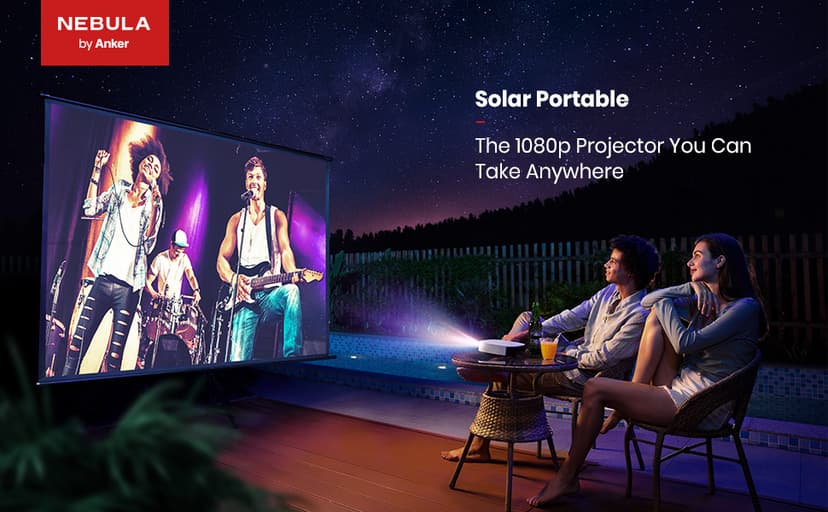 NEBULA by Anker Solar Portable 1080p Projector, Full HD with WIFI, Bluetooth, 400 ANSI Lumen, 4K Supported, Autofocus, Keystone Correction, 3Hr Playtime, Outdoor for Group Viewing