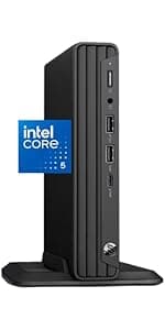 HP Pro 400 G9 Mini PC Desktop Computer, Intel CPU, 16GB DDR5 RAM, 256GB PCIe SSD, Triple 4K Display Support, USB-C, Ultra-Quiet Design, Bluetooth 5.2, WiFi 6, Keyboard and Mouse, Windows 11 Pro