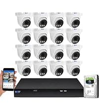 GW Security 16 Channel NVR UltraHD 4K Face Recognition NDAA & TAA Compliant Security Camera System with 16 x 8MP @25FPS Outdoor & Indoor PoE Dome Cameras, 10 Smart AI Functions