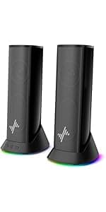 Computer Speakers, HiFi Sound Quality Computer Sound Bar, USB Powered PC Speakers, Bluetooth 5.0 and 3.5mm Aux-in Computer Speakers for Desktop, Laptops, PCs, Phones, Tablets, Xbox, Gaming Speakers
