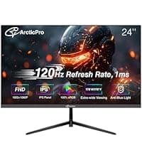 24inch Computer Monitor, FHD 1080p, 144Hz Office and Gaming Monitor, IPS, Adaptive Sync, 110% sRGB, 1ms, 3-Sided Frameless, Ultra Slim, VESA Mountable, Anti-Blue Light Design, HDMI, DP
