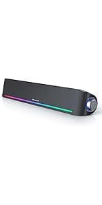 Computer Speakers, HiFi Sound Quality Computer Sound Bar, USB Powered PC Speakers, Bluetooth 5.0 and 3.5mm Aux-in Computer Speakers for Desktop, Laptops, PCs, Phones, Tablets, Xbox, Gaming Speakers