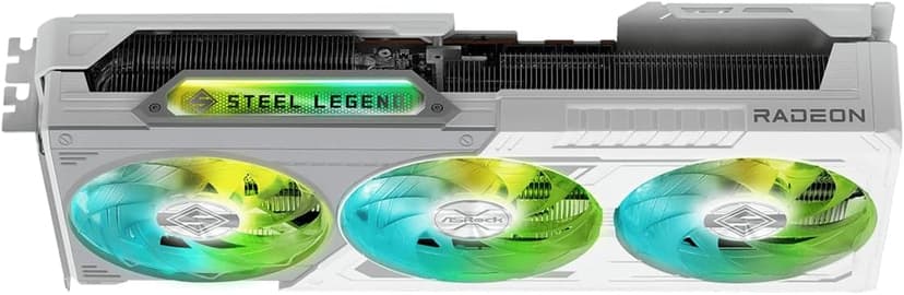 ASRock AMD Radeon RX 9070 XT Steel Legend 16GB White GPU 20Gbps GDDR6 256Bit (3rd Gen RT 2nd Gen AI Accelerators) PCIe5.0 800W 2x8-pin Triple Fan DP2.1a HDMI2.1b Graphics Card 2.9 Slot
