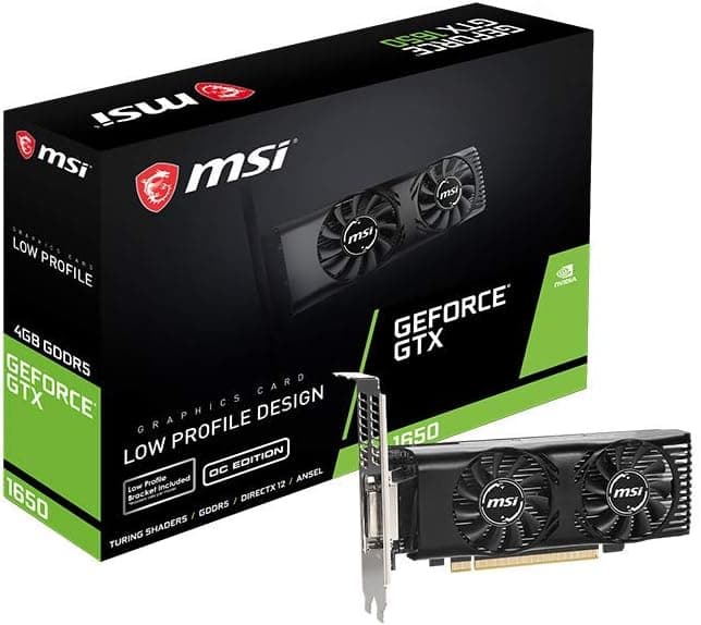 MSI Gaming GeForce GTX 1650 128-Bit HDMI/DP/DVI 4GB GDRR5 HDCP Support DirectX 12 VR Ready OC Low Profile Bracket Included Graphics Card (GTX 1650 4GT LP OC)