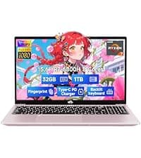 NIMO 15.6 IPS FHD-Laptop, 16GB RAM 1TB SSD Intel Pentium Quad Core N100, Computer with Backlit Keyboard Fingerprint (Beat to i3-1115G4 Up to 3.4GHz) Laptops for Student, Win 11 Rose Gold