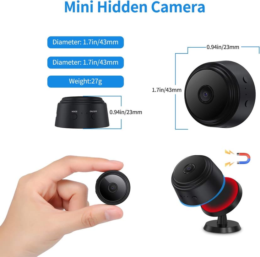 Secrect Camera Mini Spy Camera WiFi Hidden Camera Video Recorder Small Camera for Spying Room Camera Night Vision Home Security Camera Nanny Cam Pet Camera Baby Camera