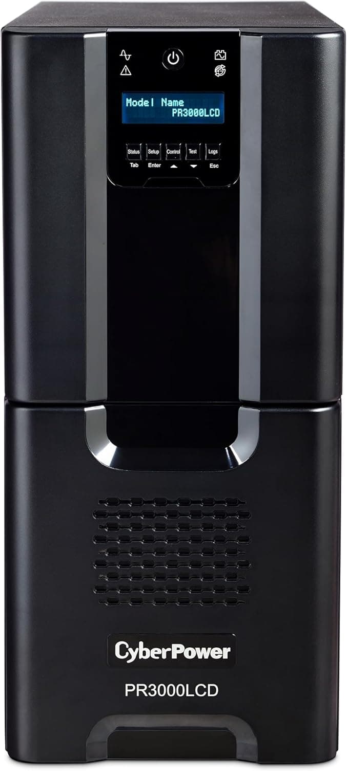 CyberPower PR3000LCD Smart App Sinewave UPS System, 3000VA/2700W, 10 Outlets, AVR, Tower