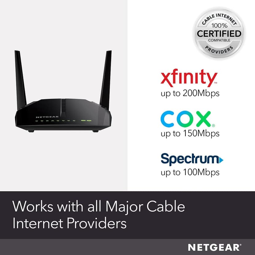 NETGEAR Cable Modem WiFi Router Combo C6220 - Compatible With All Cable Providers Including Xfinity by Comcast, Spectrum, Cox | For Cable Plans Up to 200 Mbps | AC1200 WiFi Speed | DOCSIS 3.0