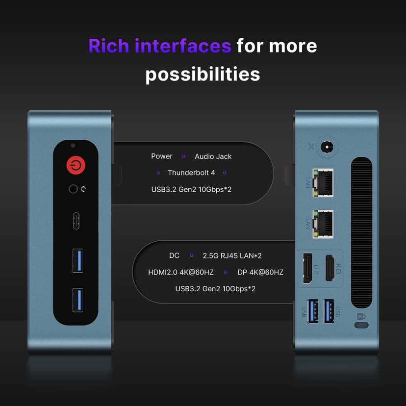 P2 Mini PC with Thunderbolt 4, Intel i7 Desktop Computers 12700H (14 Cores/20 Threads, up to 4.7GHz) 32GB DDR5 RAM, 512GB NVMe SSD, Triple Display, WiFi 6E, BT 5.2 for Home & Office