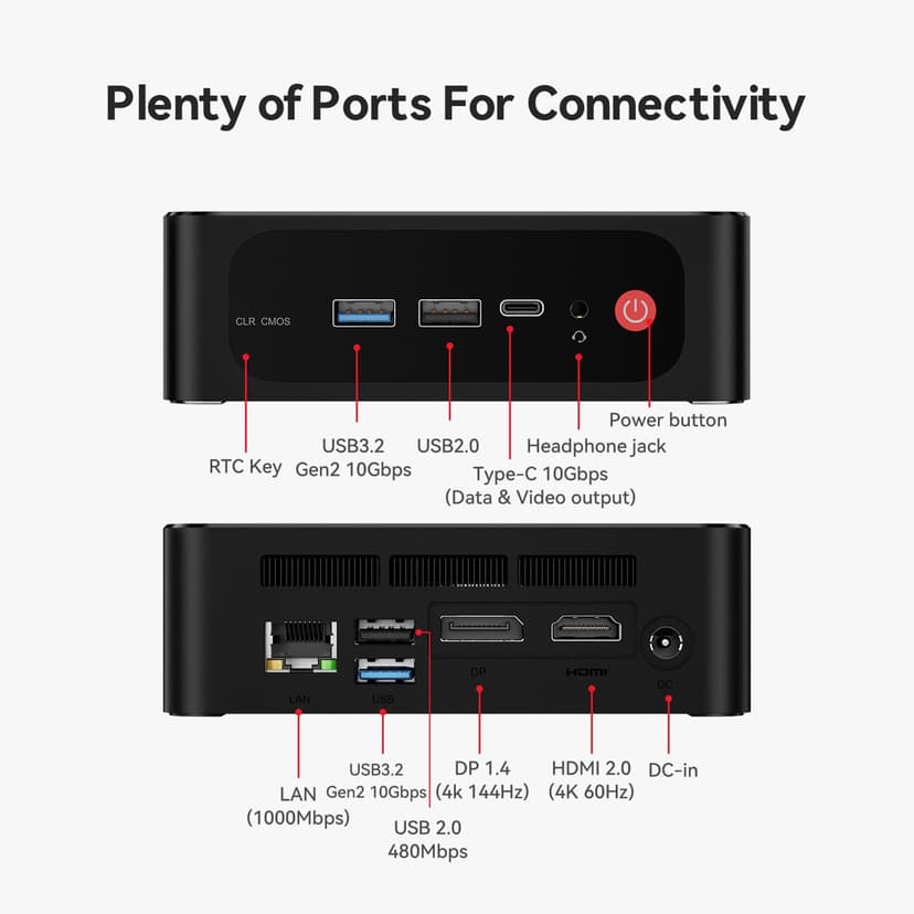 Beelink SER5 Max Mini PC, AMD Ryzen 7 6800U (up to 4.7GHz, 8C/16T), 32G LPDDR5 RAM 1TB M.2 PCIe4.0 SSD Mini Desktop Computers, Micro PC 4K Triple Display/WiFi 6/BT5.2, Office/School/Gaming