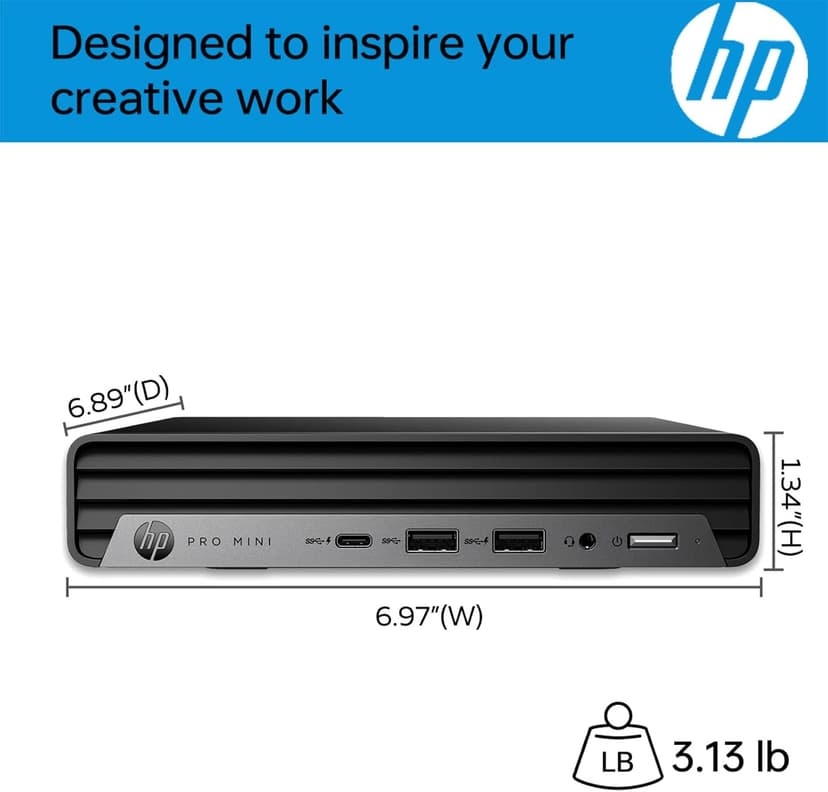 HP Pro Mini 400 G9 Business Mini Desktop Computer, Intel 6-Core i5-12500T (Beat i7-11700T), 16GB DDR4 RAM, 512GB PCIe SSD, WiFi 6, Bluetooth, 2 Type-C, HDMI, 2 DisplayPort, Windows 11 Pro, Vent-Hear