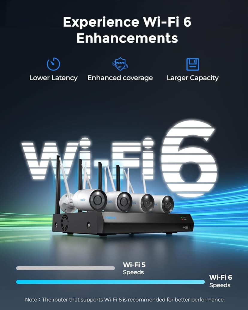 REOLINK 4K Security Camera System, 4pcs Outdoor 4K/8MP Plug-in WiFi 6 Cameras, Full Metal Material, Color Night Vision, Person/Vehicle/Animal Detection, 16CH WiFi NVR with 2TB HDD, RLK12-800WB4