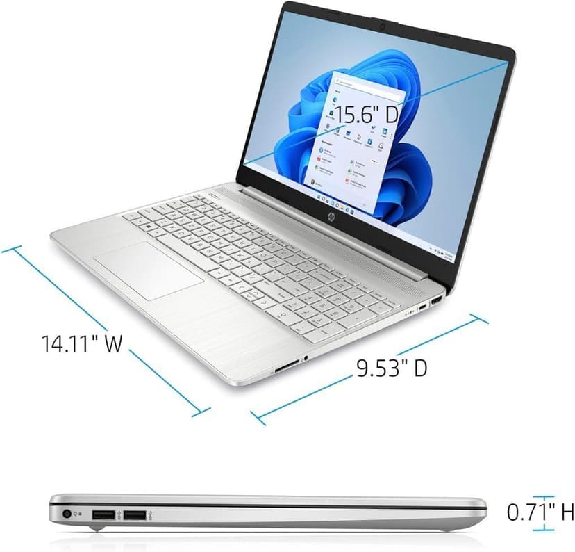 HP 15.6" Business and Student Laptop, Free Microsoft Office 2021 with Lifetime License, HD Touchscreen Display, Intel 6-Core i3-1215U 4.4 GHz, 16GB RAM, 512GB SSD WiFi Windows 11 Pro, Silver