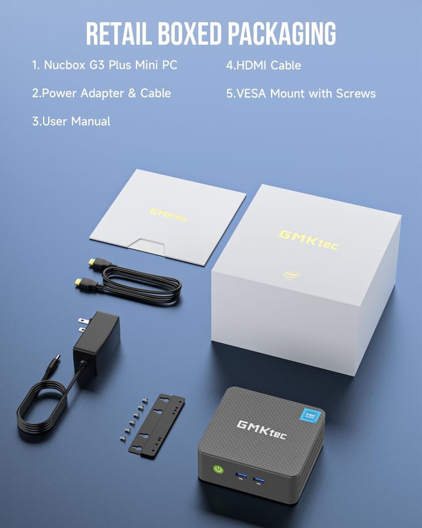 GMKtec Mini PC Intel N150 (Turbo 3.6GHz) 16GB DDR4 1TB PCIe M.2 NVMe SSD, Intel i226-V Desktop Computer 4K Dual HDMI Display/4x USB3.2/WiFi 6/BT5.2/RJ45 Ethernet Nucbox G3 Plus