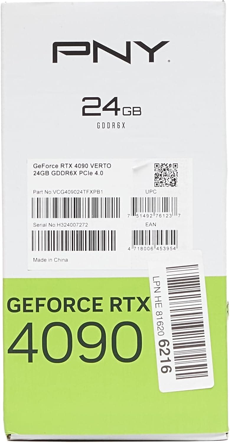PNY GeForce RTX™ 4090 24GB Verto™ Triple Fan Graphics Card DLSS 3 (384-bit PCIe 4.0, GDDR6X, Supports 4k, Anti-Sag Bracket, HDMI/DisplayPort)