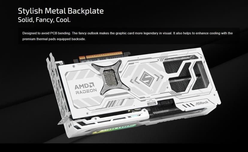ASRock AMD Radeon RX 9070 XT Steel Legend 16GB White GPU 20Gbps GDDR6 256Bit (3rd Gen RT 2nd Gen AI Accelerators) PCIe5.0 800W 2x8-pin Triple Fan DP2.1a HDMI2.1b Graphics Card 2.9 Slot