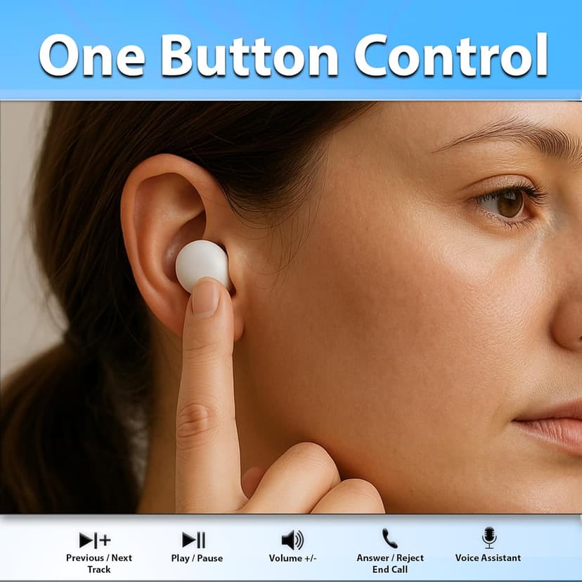 Invisible Mini Wireless Earbuds – Work, School & Travel Bluetooth with 5.2, 25H Battery, Deep Bass, Touch Controls, Sweatproof Mini in-Ear Headphones