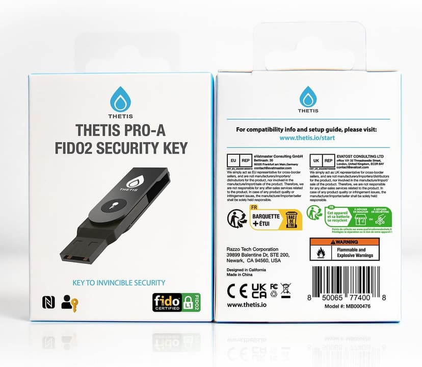 Thetis Pro-A FIDO2 Security Key Passkey Device with USB A & NFC, TOTP/HOTP Authenticator APP, FIDO 2.0 Two Factor Authentication 2FA MFA, Works with Windows/macOS/Linux/Gmail/Facebook/Dropbox/GitHub