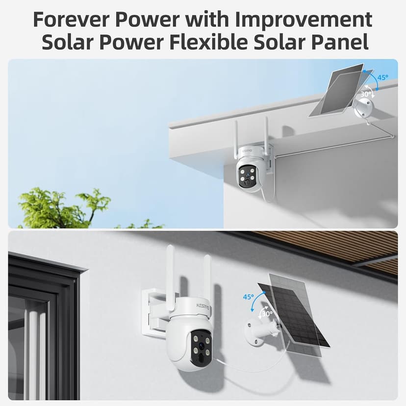 Solar Security Cameras Wireless Outdoor, 4MP Solar Powered, 4 Cam kit, Color Night Vision, 360° PTZ, 500G HDD Local Recording, No Monthly Fees