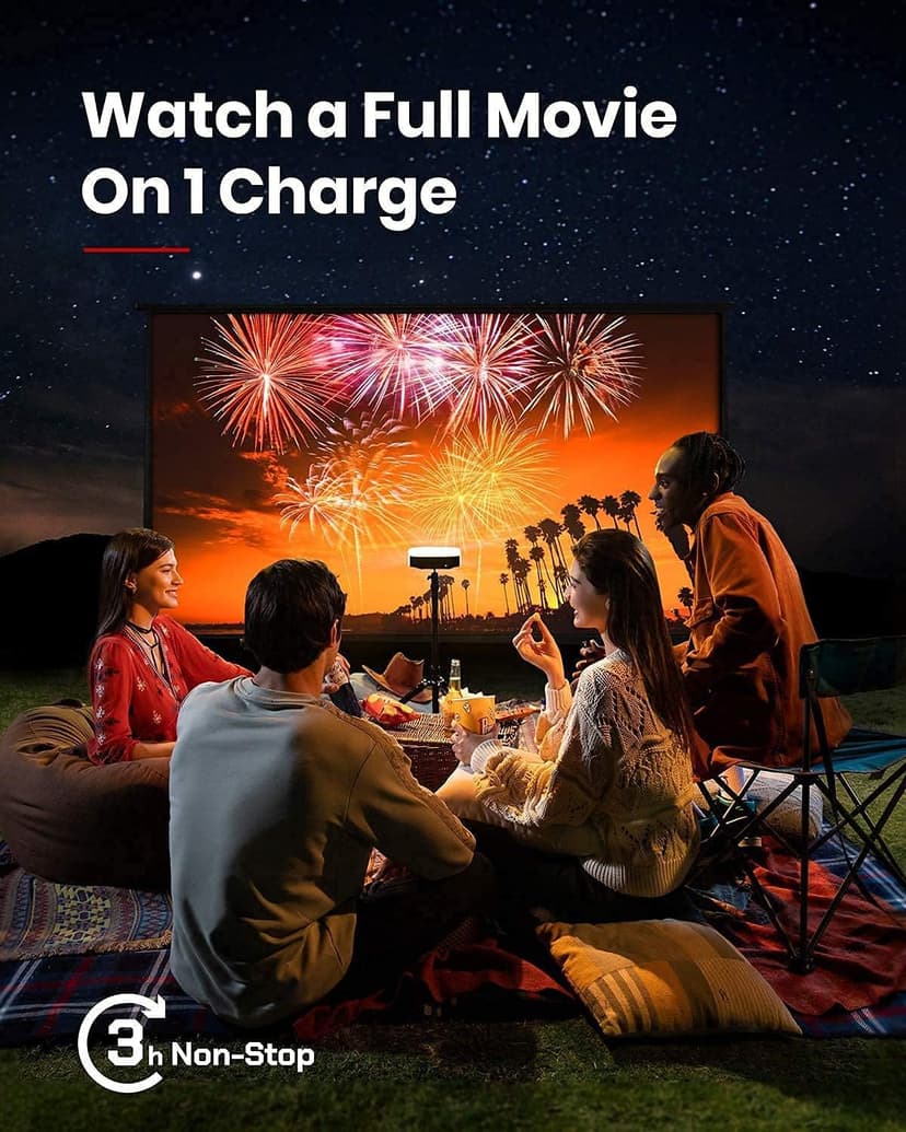NEBULA by Anker Solar Portable 1080p Projector, Full HD with WIFI, Bluetooth, 400 ANSI Lumen, 4K Supported, Autofocus, Keystone Correction, 3Hr Playtime, Outdoor for Group Viewing