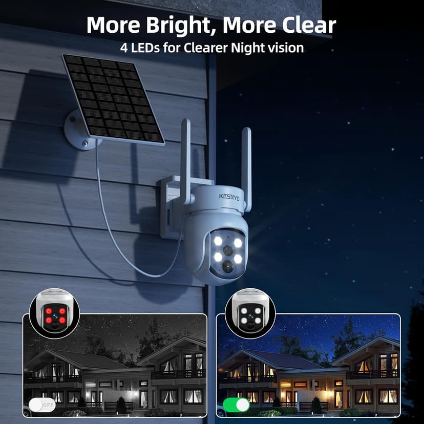 Solar Security Cameras Wireless Outdoor, 4MP Solar Powered, 4 Cam kit, Color Night Vision, 360° PTZ, 500G HDD Local Recording, No Monthly Fees
