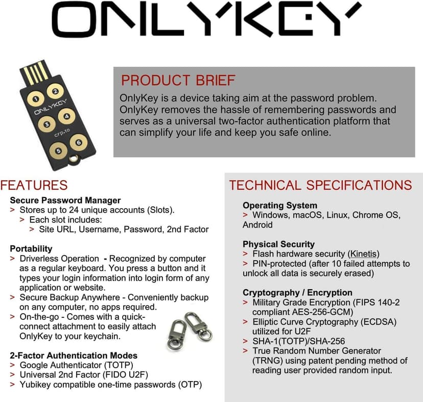 FIDO2 / U2F Security Key and Hardware Password Manager | Universal Two Factor Authentication | Portable Professional Grade Encryption | PGP/SSH/Yubikey OTP | Windows/Linux/Mac OS/Android