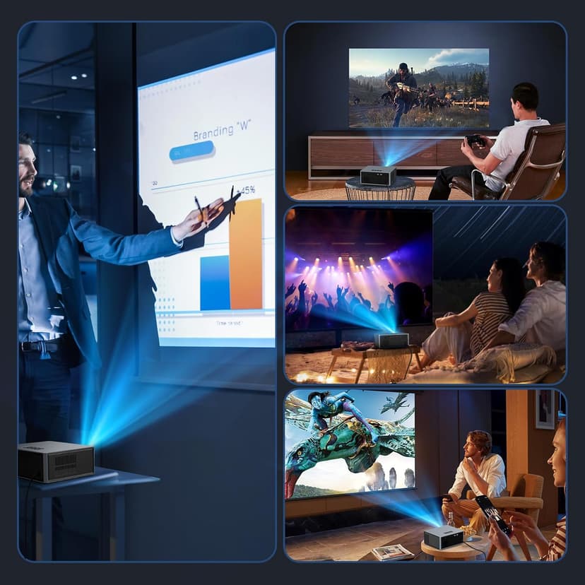 [Electric Focus/Auto Keystone] Projector with WiFi and Bluetooth, 650 ANSI Native 1080P 4K Support Outdoor Movie Projectors Max 450" Display, SOPYOU Home Theater Projector for iOS/Android/TV Stick