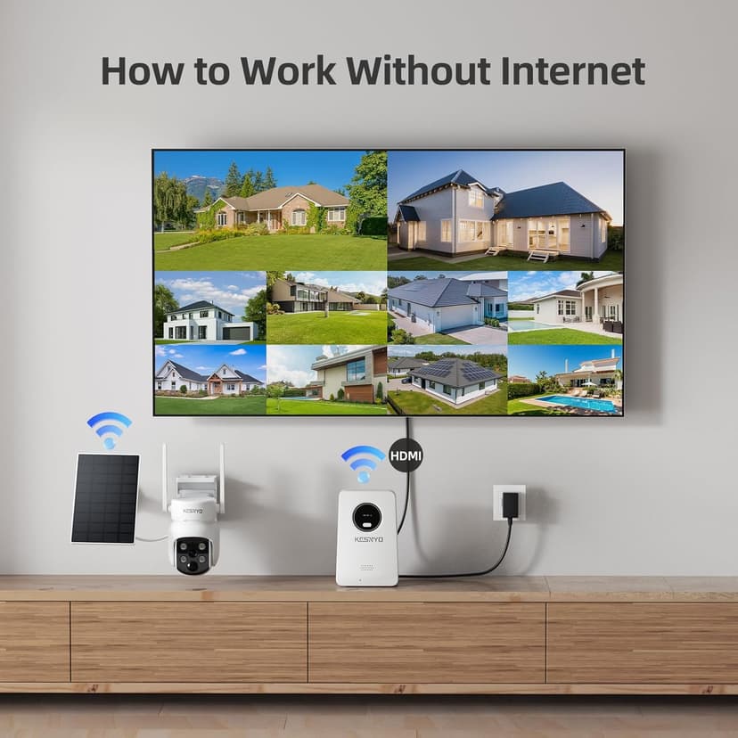 Solar Security Cameras Wireless Outdoor, 4MP Solar Powered, 4 Cam kit, Color Night Vision, 360° PTZ, 500G HDD Local Recording, No Monthly Fees