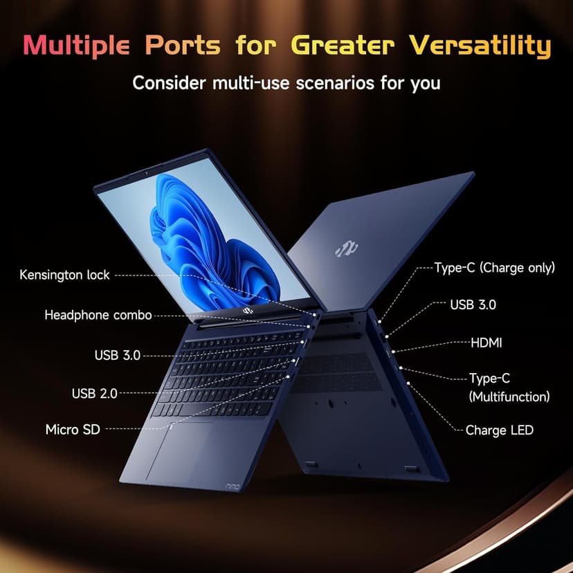 NIMO 15.6 FHD Student Laptop, 16GB RAM, 1TB SSD, Backlit Keyboard, Fingerprint, Intel Pentium Quad-Core N100 (Beat to i3-1115G4, Up to 3.4GHz), 2 Years Warranty, 90 Days Return, WiFi 6, Win 11