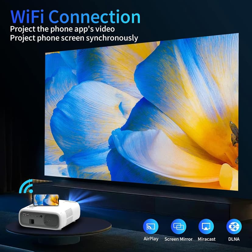 4K Projector with Wifi 6 and Bluetooth,ABoolon P6 1000 ASIN Outdoor Movie Projector with 500"Display,6D Keystone Correction,50%Zoom,PPT,Native 1080P Projector 4K Compatible TV Stick,iOS,Android,Win