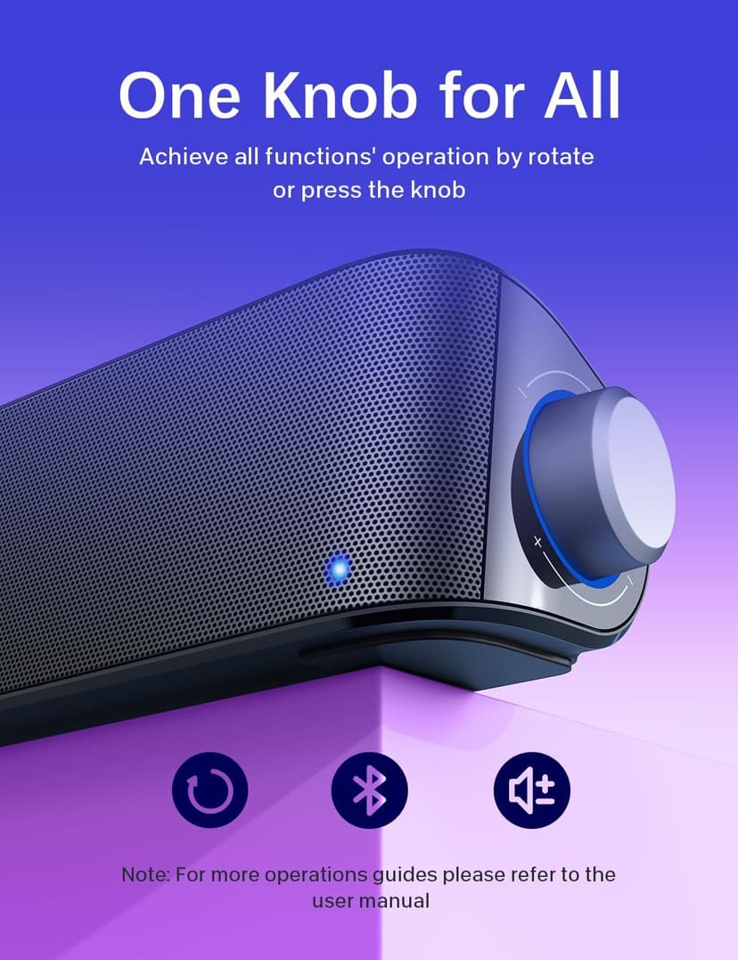 Computer Speakers, HiFi Sound Quality Computer Sound Bar, USB Powered PC Speakers, Bluetooth 5.0 and 3.5mm Aux-in Computer Speakers for Desktop, Laptops, PCs, Phones, Tablets, Xbox, Gaming Speakers