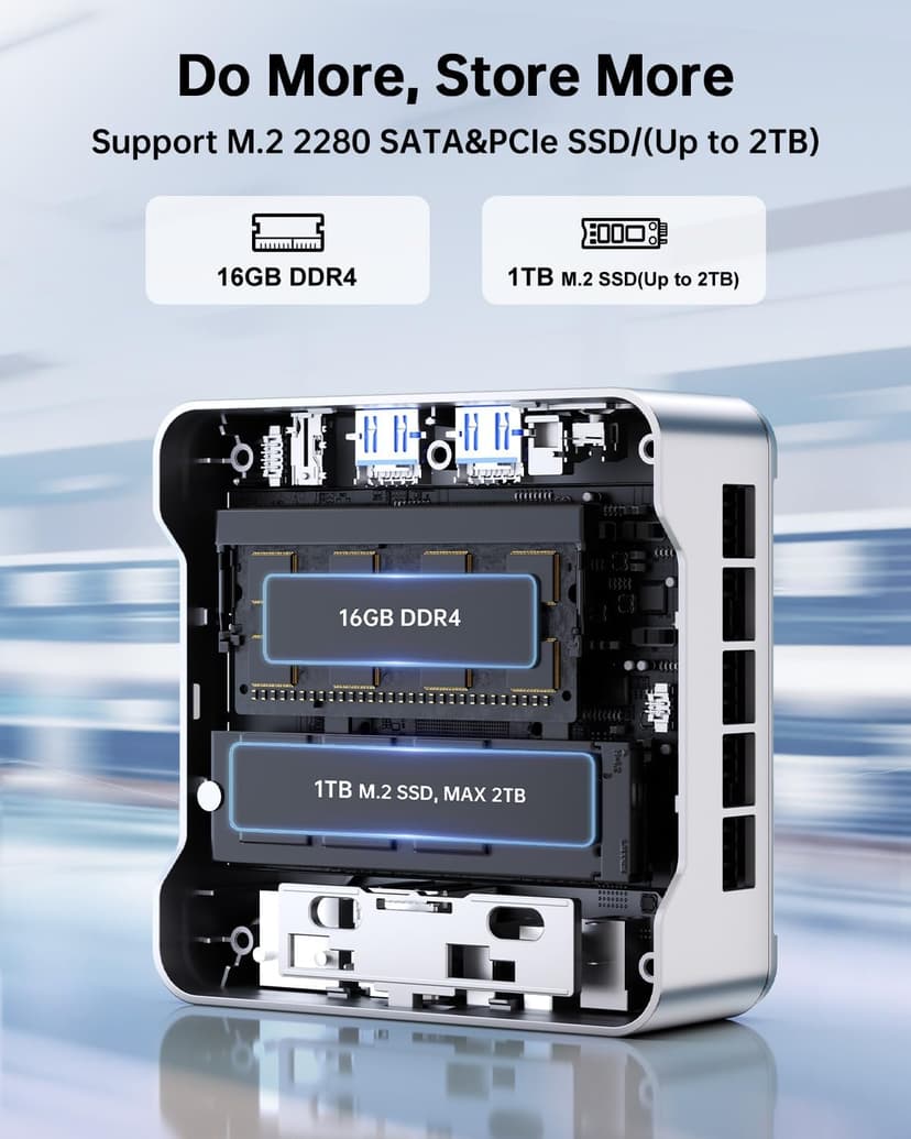 KAMRUI E2 Mini PC, 12th Gen Alder Lake- N97(up to 3.6GHz), 16GB DDR4 RAM 1TB M.2 SSD, Mini Computer Support 4K Display/USB3.0/WiFi/BT/Gigabit Ethernet Mini PC Home/Office