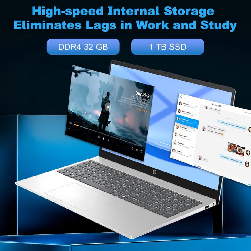 HP 2025 15.6" Touchscreen Laptop, with Office Pro Lifetime License, Intel 13th Core i3-1315U(Up to 4.5GHz), 32 GB RAM, 1 TB SSD, Intel UHD Graphics, Anti-Glare, Windows 11 Pro, w/Accessories