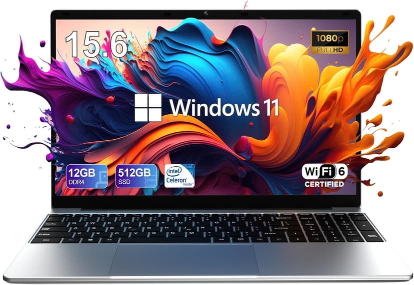 Windows 11 Laptop Computer, 15.6'' FHD IPS Student Laptops, Intel Celeron N5095 4-Core Processor, 12GB RAM + 512GB SSD up to Expandable 1TB, 2.4G+5G WiFi, 2 Years Warranty, Long Battery Life