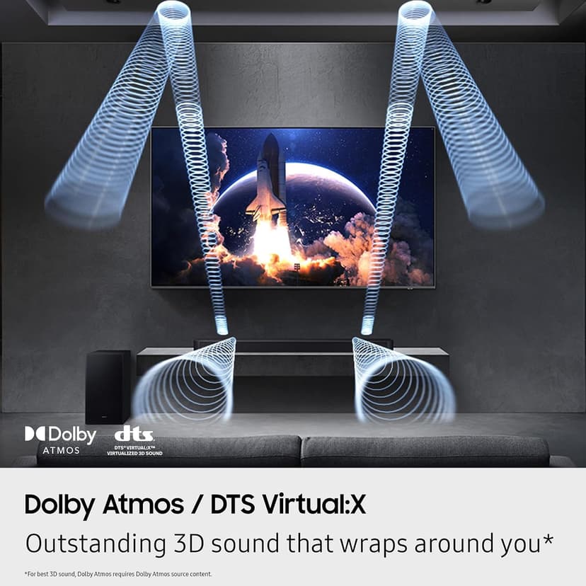 SAMSUNG Q-Series Soundbar HW Q600F 3.1.2 ch Subwoofer (2025 Model) SpaceFit Sound Pro, Q-Symphony, Adaptive Sound