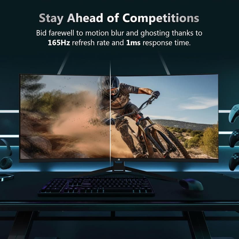 Z-Edge 34" Curved Gaming Monitor, WQHD 1440P 165Hz 144Hz PC Monitor, MPRT 1ms, 21:9 Aspect Ratio, 1500R, 16.7M Colors, 3000:1 Contrast, UG34 Frameless Bezel, 2X DP 1.4 Ports and 2X HDMI 2.0 Port