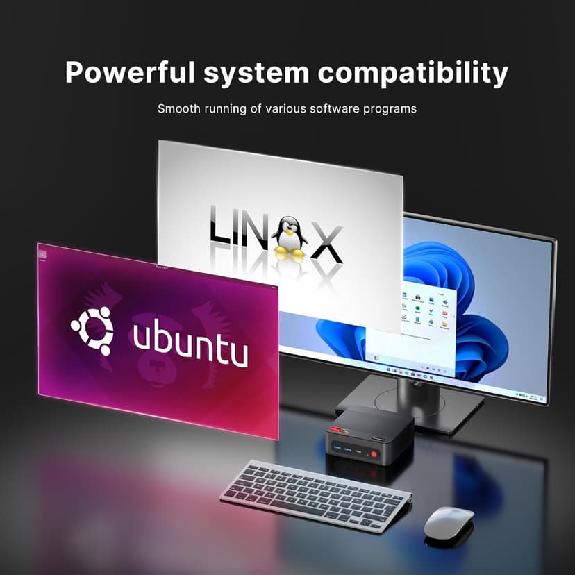 P4 Light Gaming Mini PC Ryzen 7 5700U 32GB RAM 1TB SSD 11 Pro Triple 4K 60HZ Displays Desktop Computers, Support PS3 Emulator Micro PC, HDMI+DP+Type-C, WiFi 6E, BT5.2, Dual 2.5GbE LAN