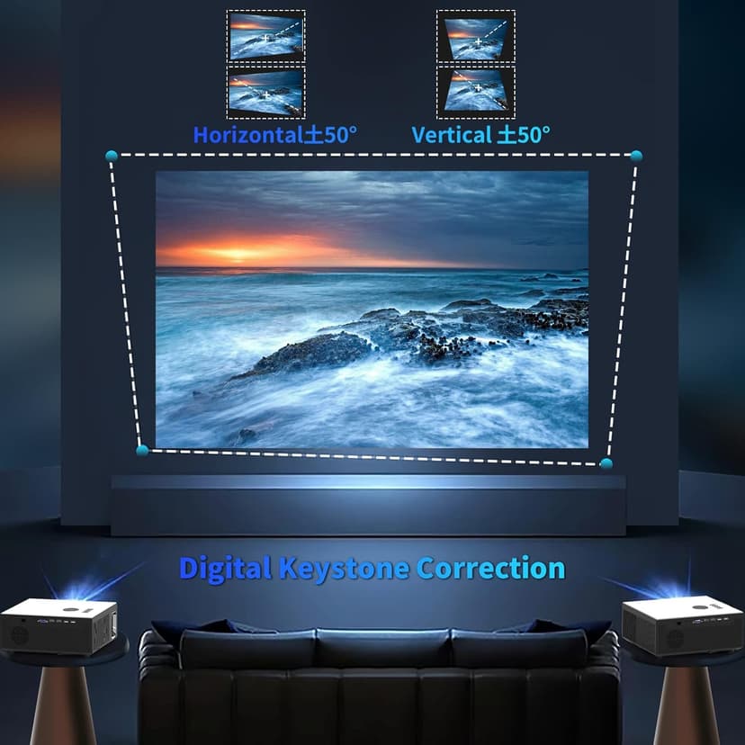 4K Projector with Wifi 6 and Bluetooth,ABoolon P6 1000 ASIN Outdoor Movie Projector with 500"Display,6D Keystone Correction,50%Zoom,PPT,Native 1080P Projector 4K Compatible TV Stick,iOS,Android,Win