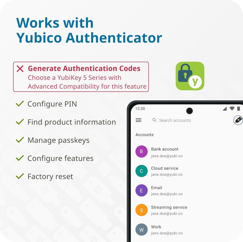 Yubico - Security Key NFC - Basic Compatibility - Multi-factor authentication (MFA) Security Key, Connect via USB-A or NFC, FIDO Certified