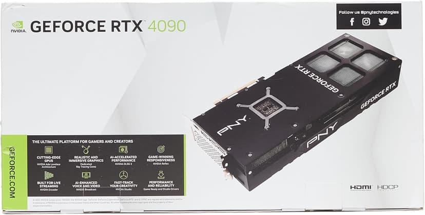 PNY GeForce RTX™ 4090 24GB Verto™ Triple Fan Graphics Card DLSS 3 (384-bit PCIe 4.0, GDDR6X, Supports 4k, Anti-Sag Bracket, HDMI/DisplayPort)