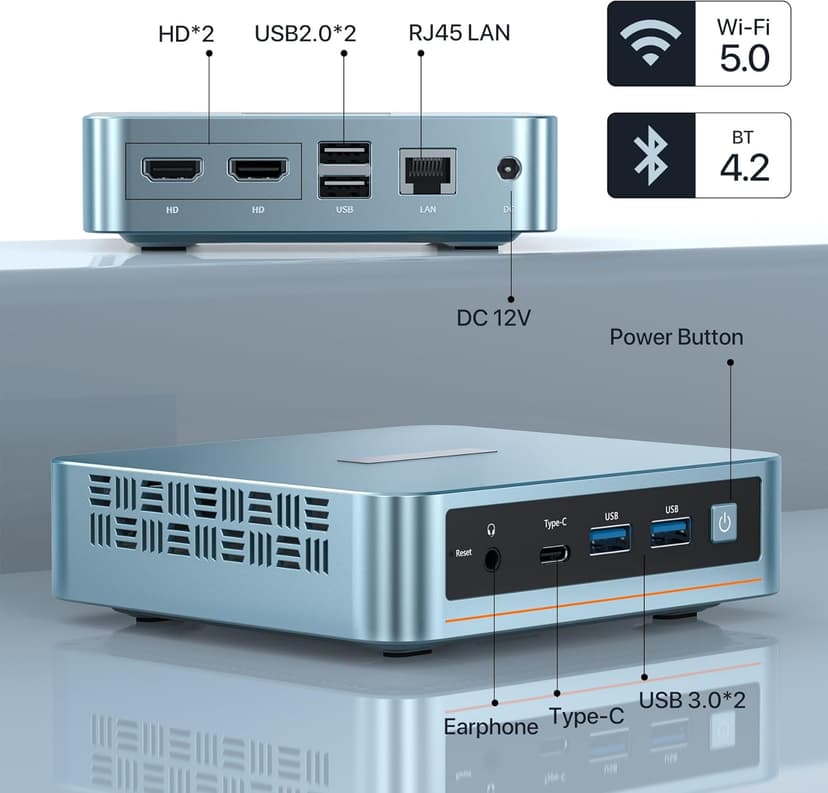 PELADN Mini PC, N95(up to 3.4GHz),16GB DDR4/512GB SSD,Type-C/Dual HD,Mini Desktop Computer,4K/60Hz Triple-Display USB3.0/WiFi 5/BT4.2 Mini Computers for Home Business