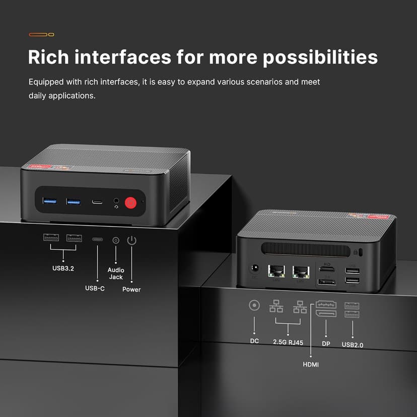 P4 Mini PC Desktop Computers, AMD Ryzen 7 5825U (up to 4.5GHz), 32GB DDR4, 1TB PCIe SSD, Dual LAN 2.5G & Wi-Fi 6E & BT5.2, 4K Triple Display, Compact Silent PC for Gaming, Office, Design
