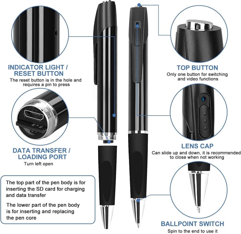 1080P Hidden Camera,Digital Recorder,Mini Camera Pen, Suitable for Recording Important Moments,Such as Meetings, Work, Business. Small Security Camera[Upgraded 2025]