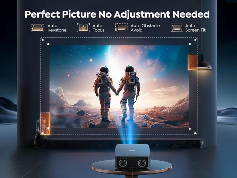[1200 ANSI/Netflix-Licensed/36W Dolby Audio] Smart Projector with WiFi 6 and 2-Way Bluetooth, Auto Focus & Keystone, TOPTRO X9 4K Supported Outdoor Movie Projector, Gray