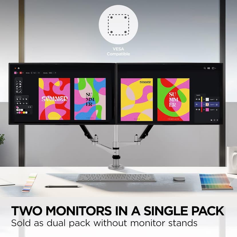ViewSonic VP2468A_H2 24-Inch Dual Pack Head-Only IPS 1080p Monitor with Advanced Ergonomics, 100% sRGB REC 709, 14-bit 3D LUT, Eye Care, and 65W USB C, Daisy Chain