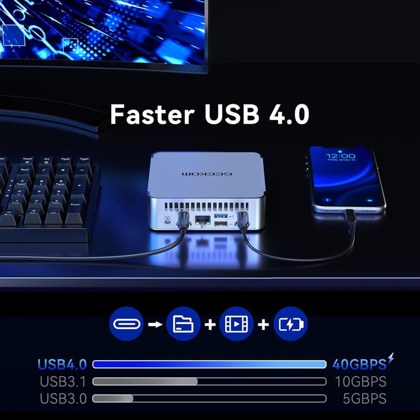 GEEKOM Mini PC XT13 Pro, with 13th Gen Intel i9-13900H Mini Computers(14 C/20T, Up to 5.4GHz) 32GB DDR4/2TB PCIe Gen 4 SSD Windows 11 Pro Support USB 4.0/2.5G LAN/8K/Quad Displays/Wi-Fi 6E/BT5.2