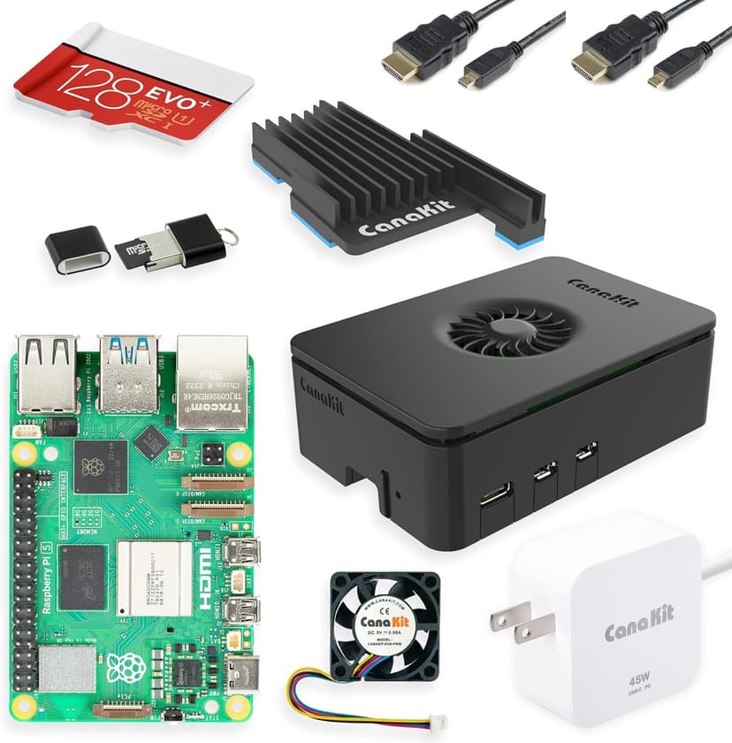 CanaKit Raspberry Pi 5 Starter Kit PRO - Turbine Black (128GB Edition) (8GB RAM)