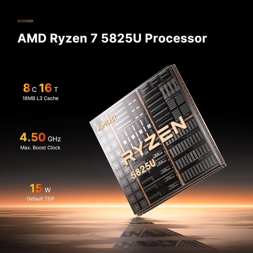 P4 Mini PC Desktop Computers, AMD Ryzen 7 5825U (up to 4.5GHz), 32GB DDR4, 1TB PCIe SSD, Dual LAN 2.5G & Wi-Fi 6E & BT5.2, 4K Triple Display, Compact Silent PC for Gaming, Office, Design